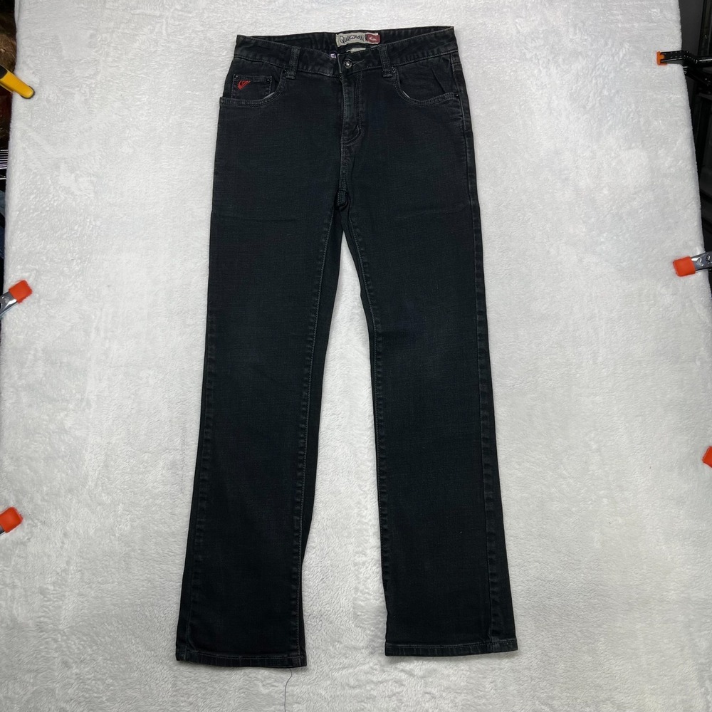 Quiksilver Quik Jeans Men's Black Denim Stretch Slim‎ Straight Zip Fly - 28x28